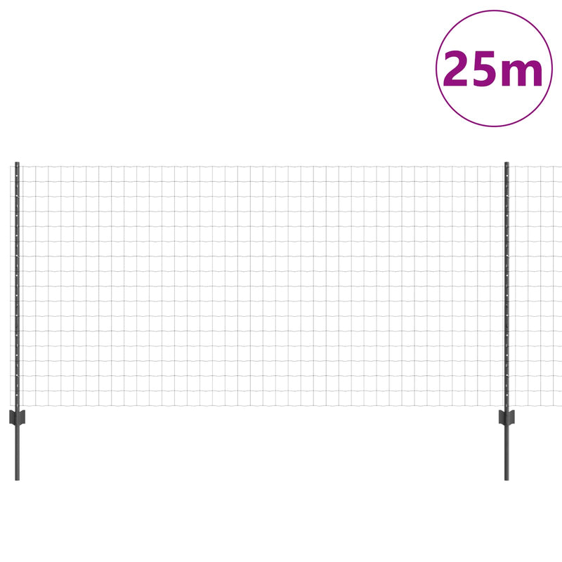 Load image into Gallery viewer, Vidaxl hek met paal grijs 1,2 x 25 m staal