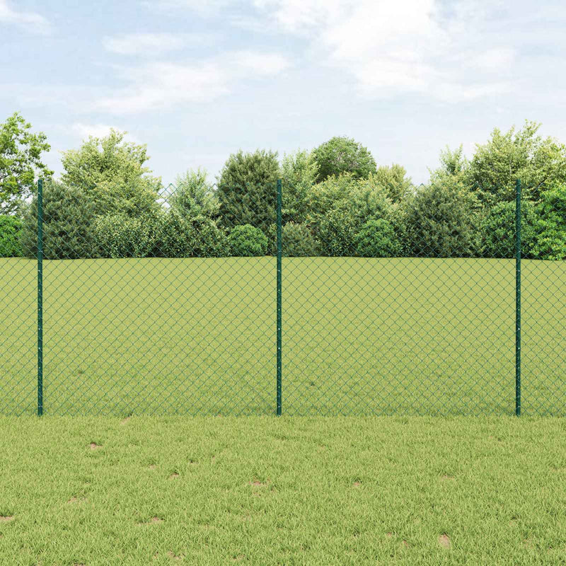 Load image into Gallery viewer, Vidaxl hek met paal groen 1,2 x 10 m staal en pvc