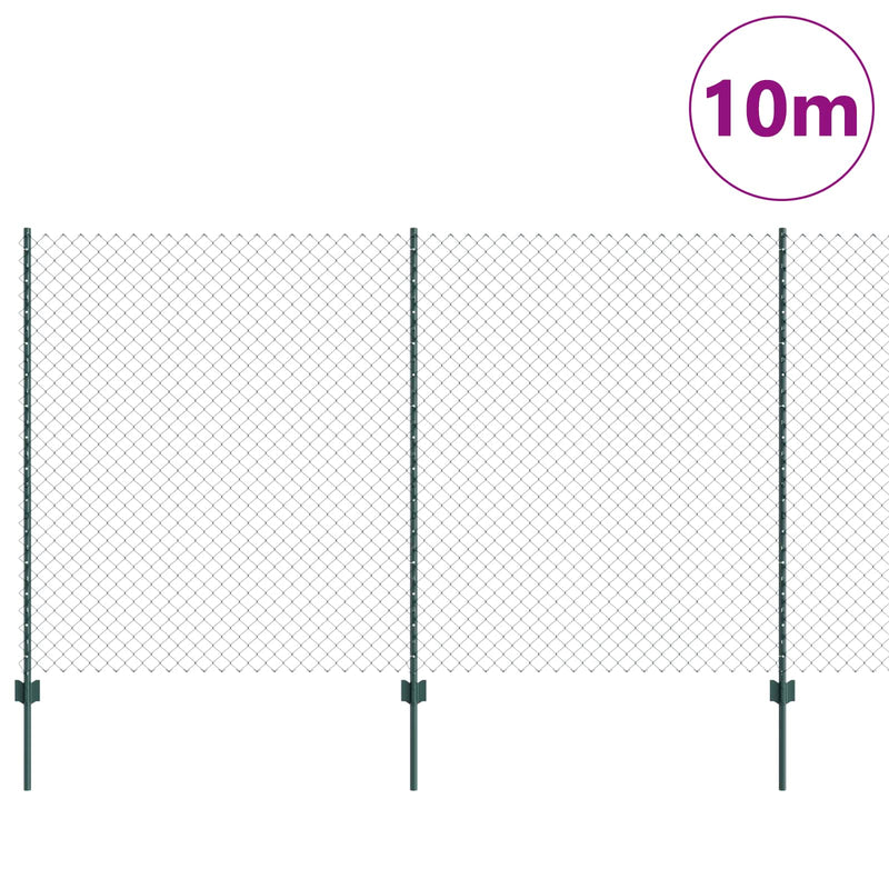Load image into Gallery viewer, Vidaxl hek met paal groen 1,4 x 10 m staal en pvc