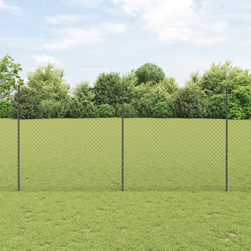 Load image into Gallery viewer, Vidaxl hek met paal grijs 1,5 x 10 m staal en pvc