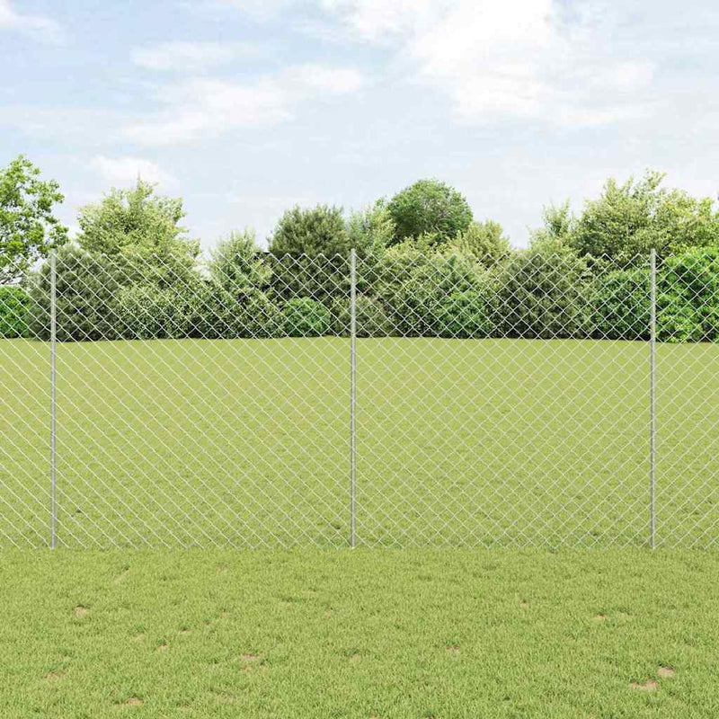 Load image into Gallery viewer, Vidaxl hek met paal zilver 1,5 x 10 m staal
