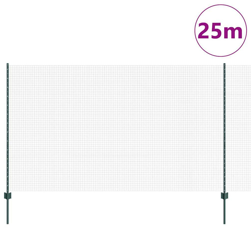 Load image into Gallery viewer, Vidaxl hek met paal groen 1,4 x 25 m staal en pvc