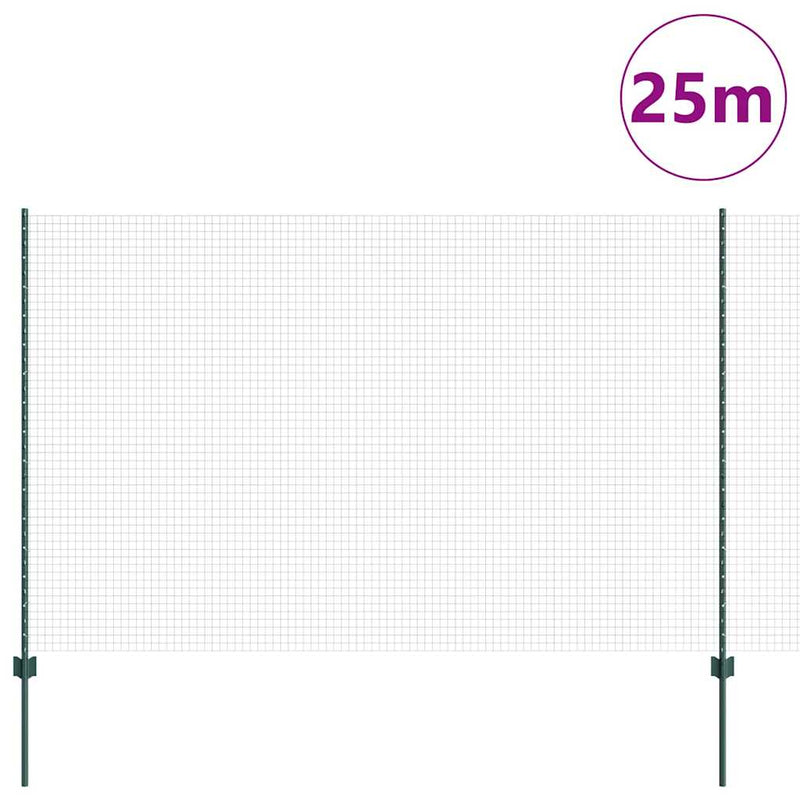 Load image into Gallery viewer, Vidaxl hek met paal groen 1,5 x 25 m staal