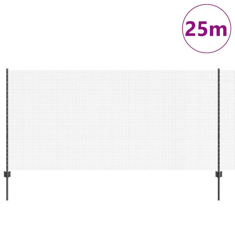 Load image into Gallery viewer, Vidaxl hek met paal grijs 1,2 x 25 m staal en pvc