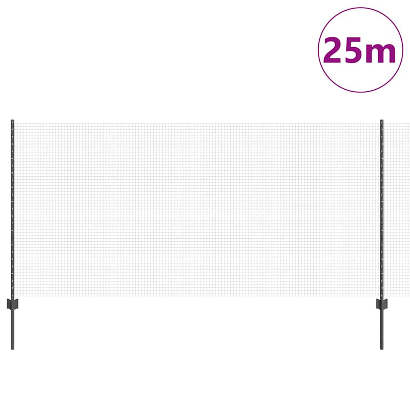 Load image into Gallery viewer, Vidaxl hek met paal grijs 1,2 x 25 m staal en pvc