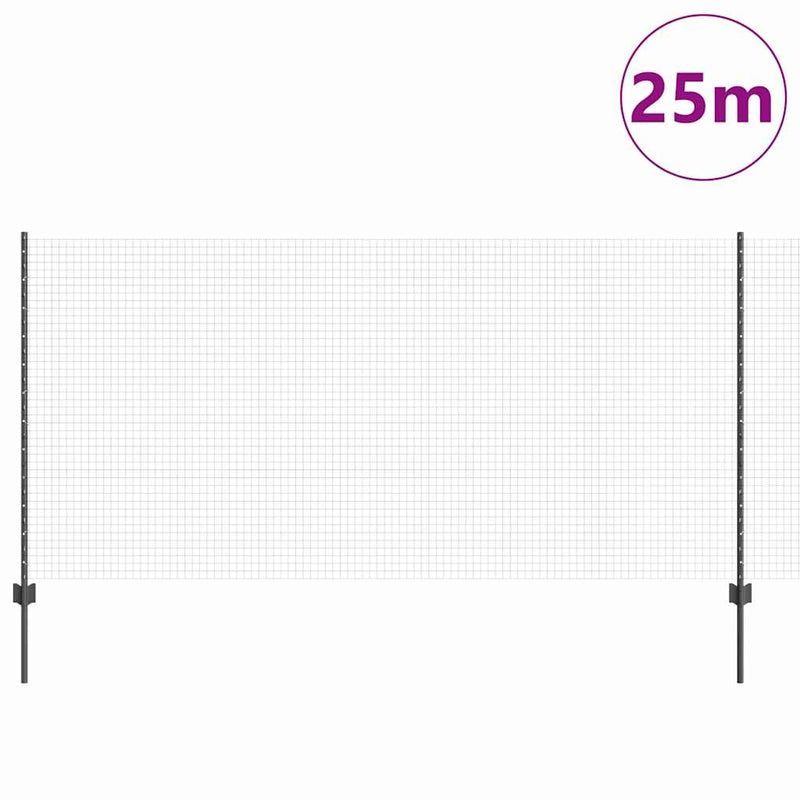 Load image into Gallery viewer, Vidaxl hek met paal grijs 1,2 x 25 m staal en pvc