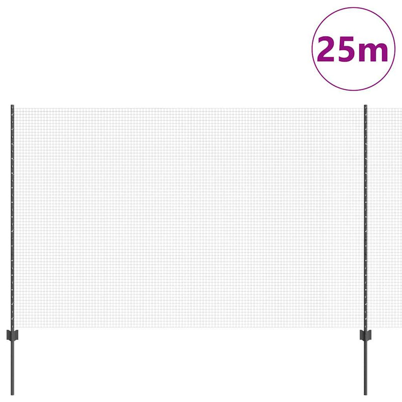 Load image into Gallery viewer, Vidaxl hek met paal grijs 1,5 x 25 m staal