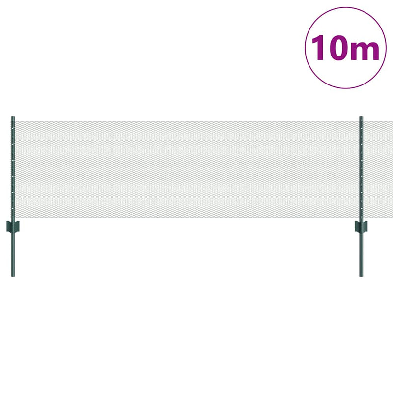 Load image into Gallery viewer, Vidaxl hek met paal groen 0,6 x 10 m staal en pvc