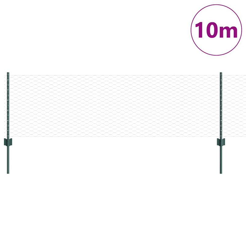 Load image into Gallery viewer, Vidaxl hek met paal groen 0,6 x 10 m staal en pvc