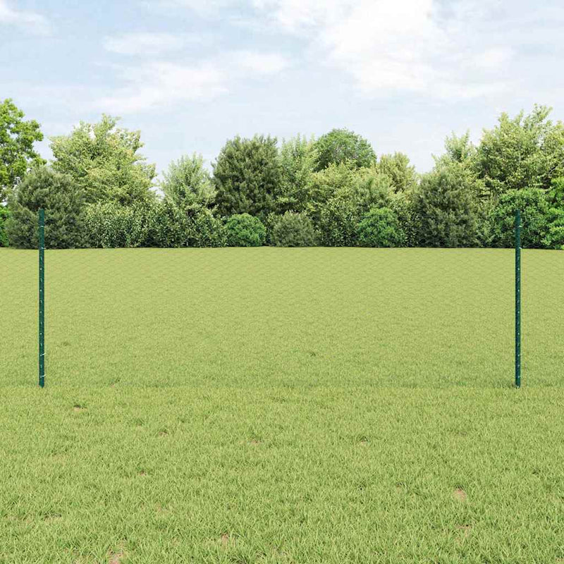 Load image into Gallery viewer, Vidaxl hek met paal groen 0,8 x 10 m staal en pvc