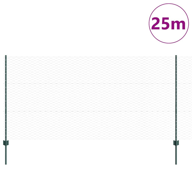 Load image into Gallery viewer, Vidaxl hek met paal groen 1,2 x 25 m staal