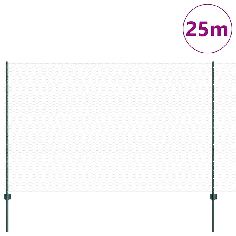 Load image into Gallery viewer, Vidaxl hek met paal groen 1,5 x 25 m staal