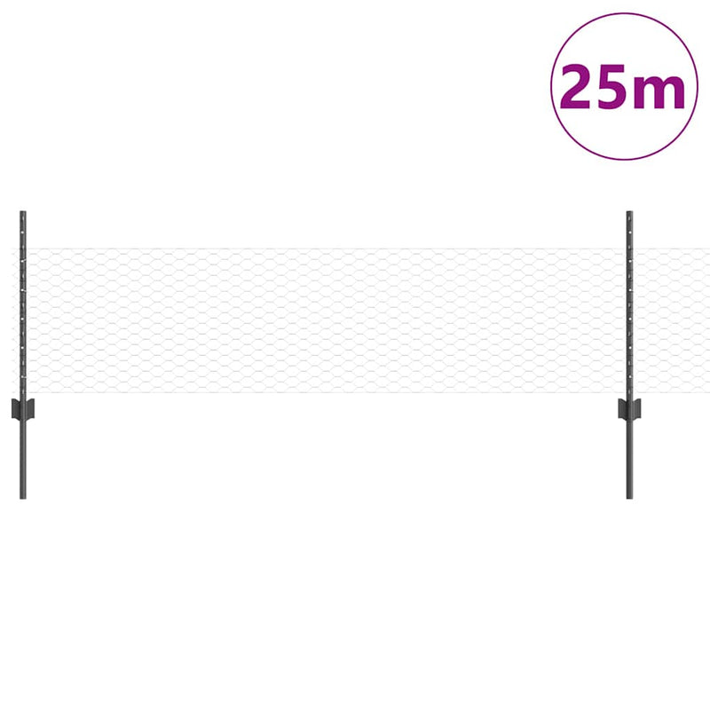 Load image into Gallery viewer, Vidaxl hek met paal grijs 0,5 x 25 m staal