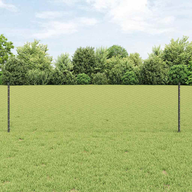 Load image into Gallery viewer, Vidaxl hek met paal grijs 0,6 x 25 m staal en pvc
