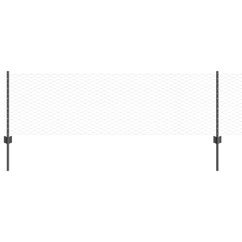 Load image into Gallery viewer, Vidaxl hek met paal grijs 0,6 x 25 m staal en pvc