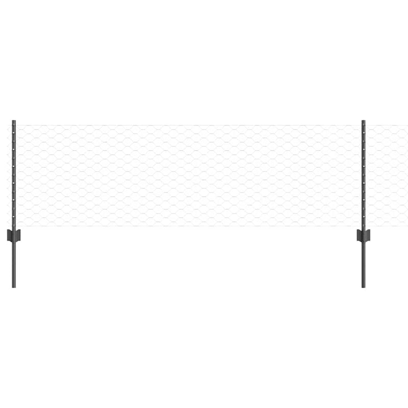 Load image into Gallery viewer, Vidaxl hek met paal grijs 0,6 x 25 m staal en pvc