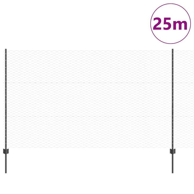 Load image into Gallery viewer, Vidaxl hek met paal grijs 1,4 x 25 m staal