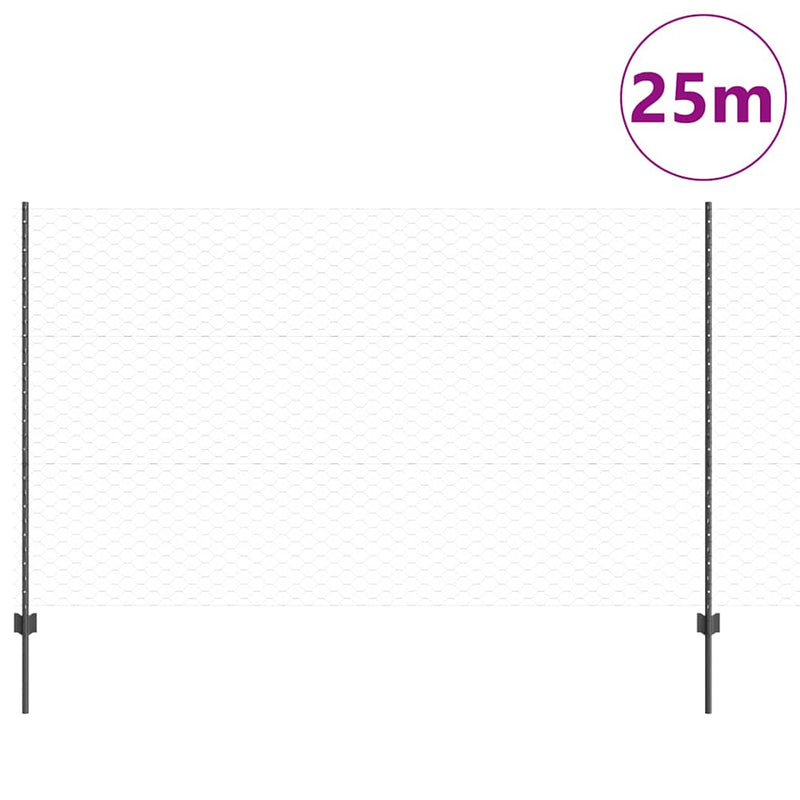 Load image into Gallery viewer, Vidaxl hek met paal grijs 1,4 x 25 m staal