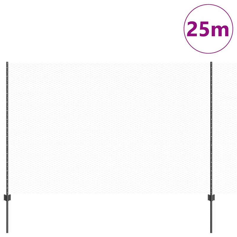 Load image into Gallery viewer, Vidaxl hek met paal grijs 1,5 x 25 m staal