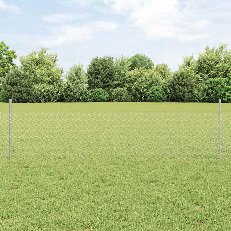 Load image into Gallery viewer, Vidaxl hek met paal zilver 0,5 x 25 m staal