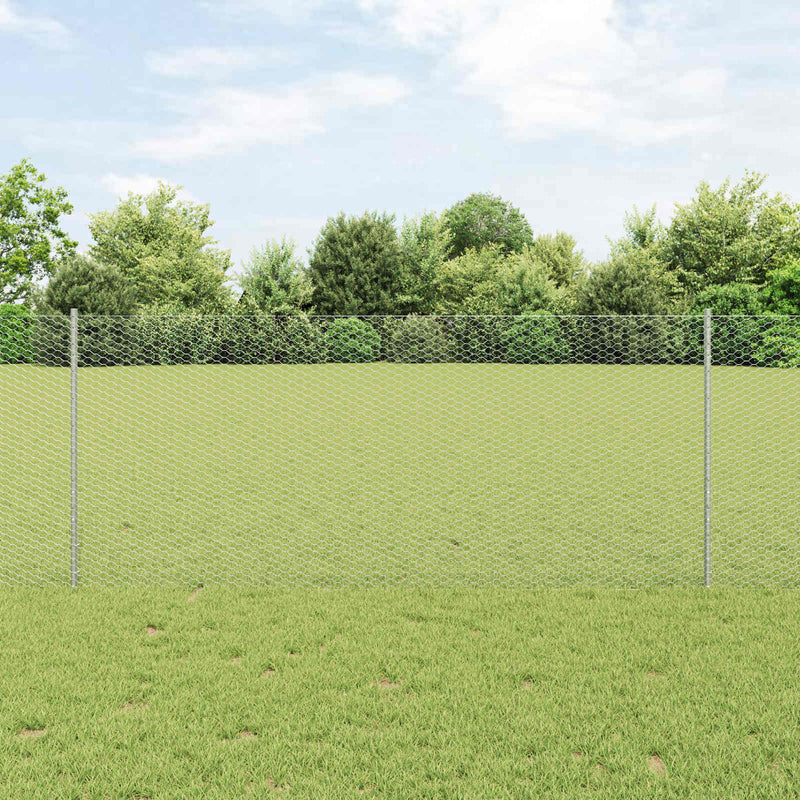Load image into Gallery viewer, Vidaxl hek met paal zilver 1 x 25 m staal
