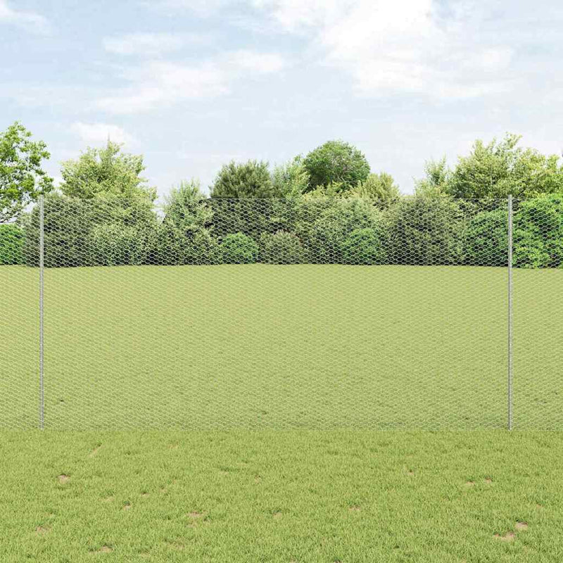 Load image into Gallery viewer, Vidaxl hek met paal zilver 1,5 x 25 m staal