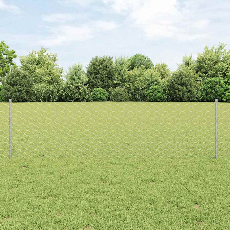 Load image into Gallery viewer, Vidaxl hek met paal zilver 0,6 x 50 m staal