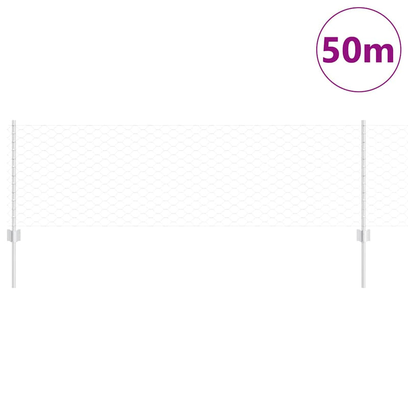 Load image into Gallery viewer, Vidaxl hek met paal zilver 0,6 x 50 m staal