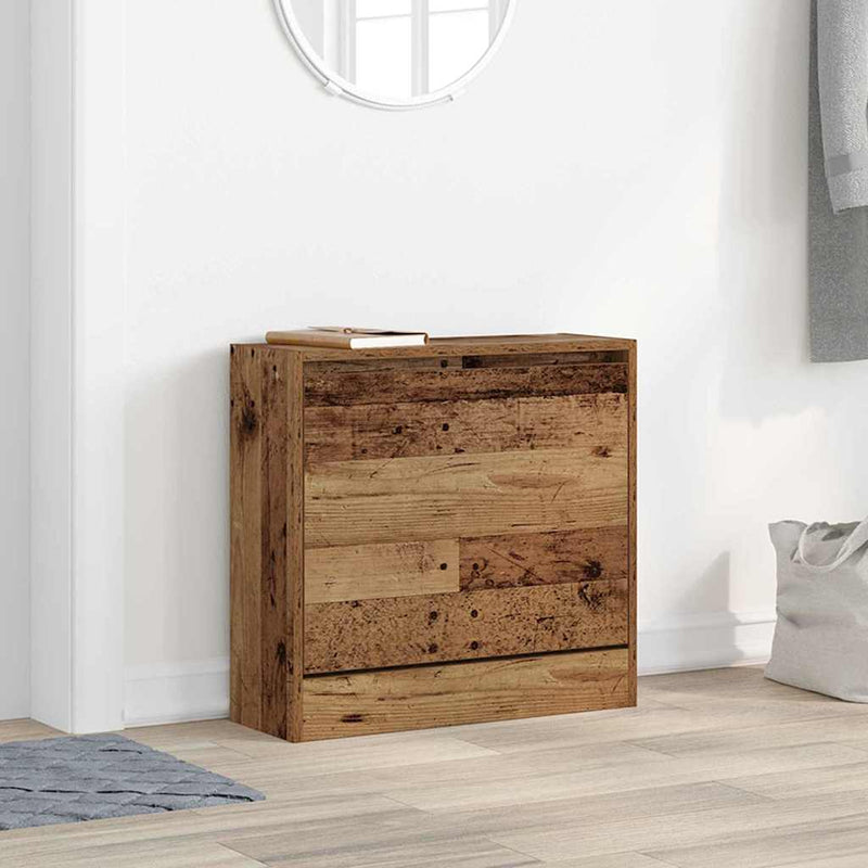 Load image into Gallery viewer, Vidaxl schoenenkast met plank oudhout 60 x 21 x 57 cm bewerkt hout