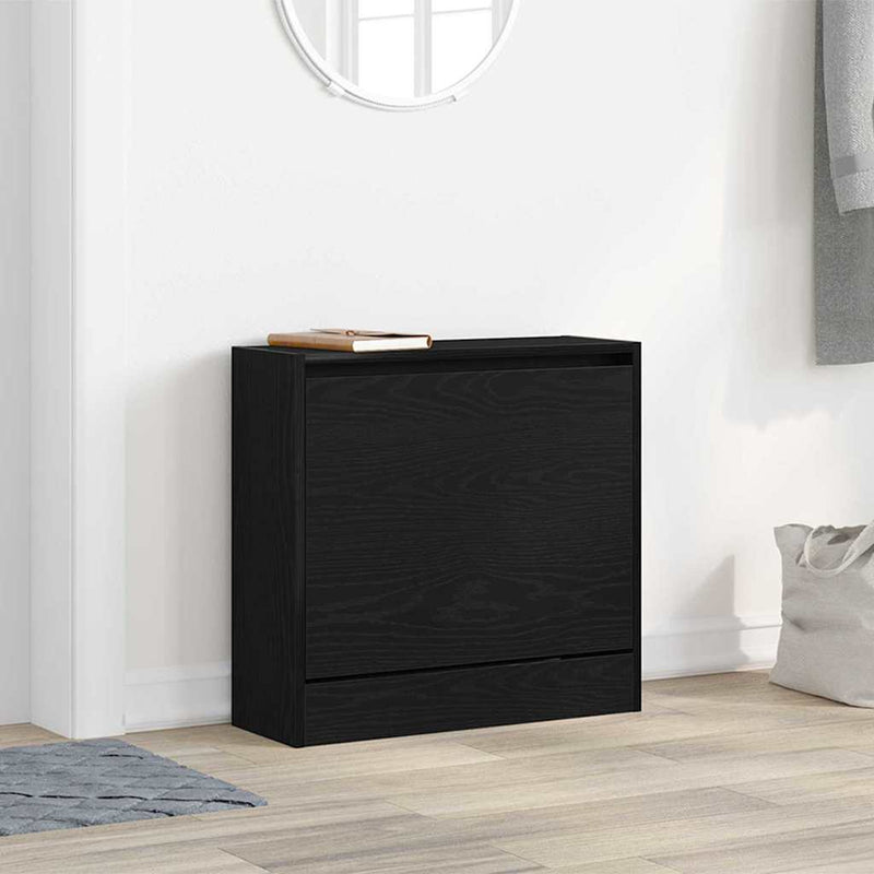 Load image into Gallery viewer, Vidaxl schoenenkast met plank zwart eiken 60 x 21 x 57 cm bewerkt hout
