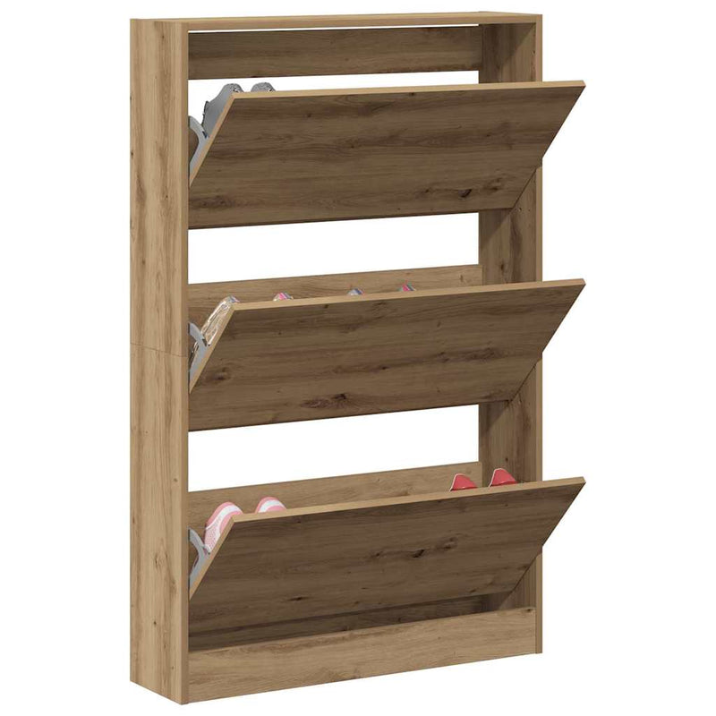 Load image into Gallery viewer, Vidaxl schoenenkast artisan eiken 80 x 21 x 125,5 cm bewerkt hout