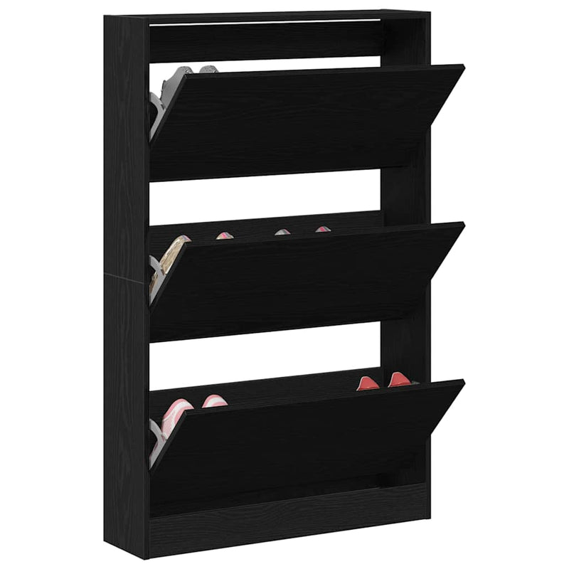 Load image into Gallery viewer, Vidaxl schoenenkast zwart eiken 80 x 21 x 125,5 cm bewerkt hout