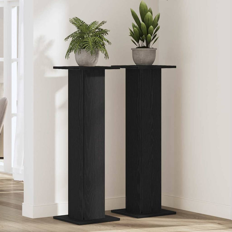 Load image into Gallery viewer, Vidaxl plantenstandaard 2 pcs zwart eiken 30 x 30 x 95 cm bewerkt hout