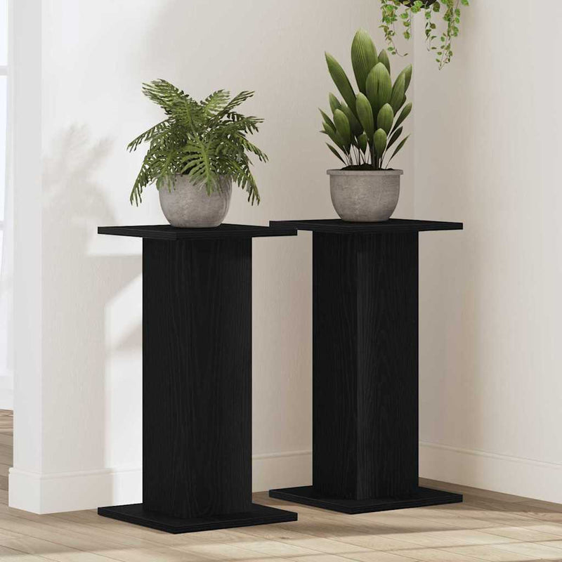 Load image into Gallery viewer, Vidaxl plantenstandaard 2 pcs zwart eiken 30 x 30 x 60 cm bewerkt hout