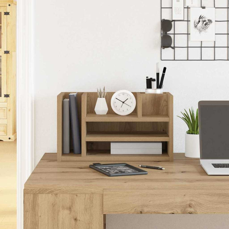Load image into Gallery viewer, Vidaxl bureau organizer zwart eiken 44,5 x 24 x 25 cm bewerkt hout