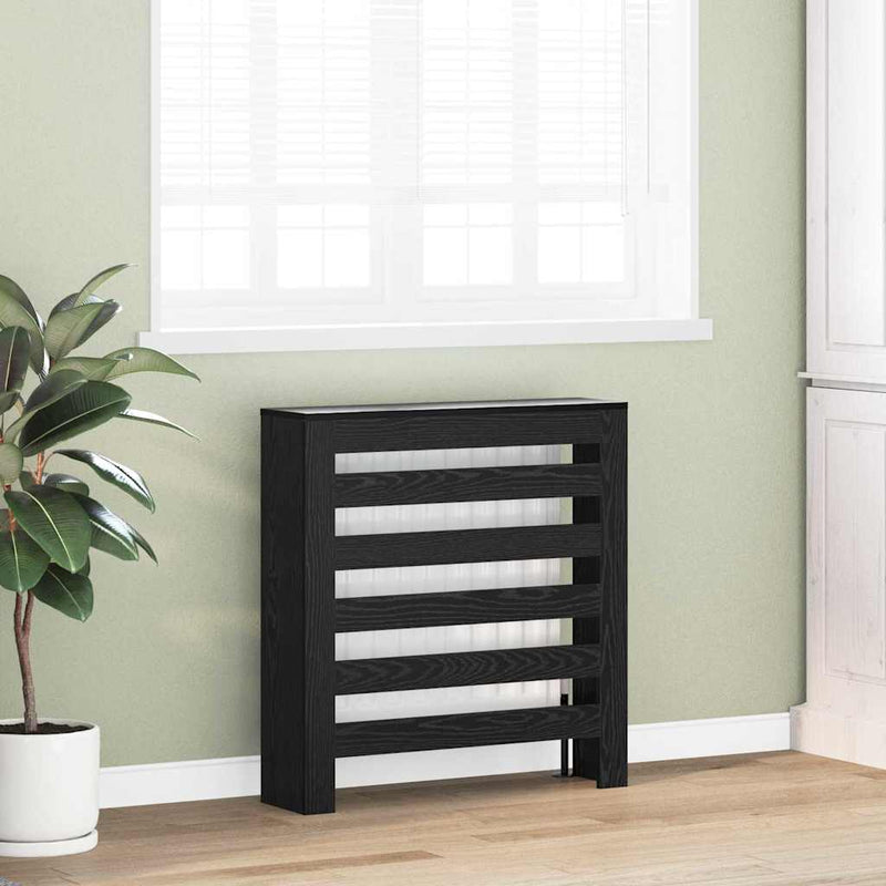 Load image into Gallery viewer, Vidaxl radiatorafdekking zwart eiken 78 x 20 x 82 cm bewerkt hout