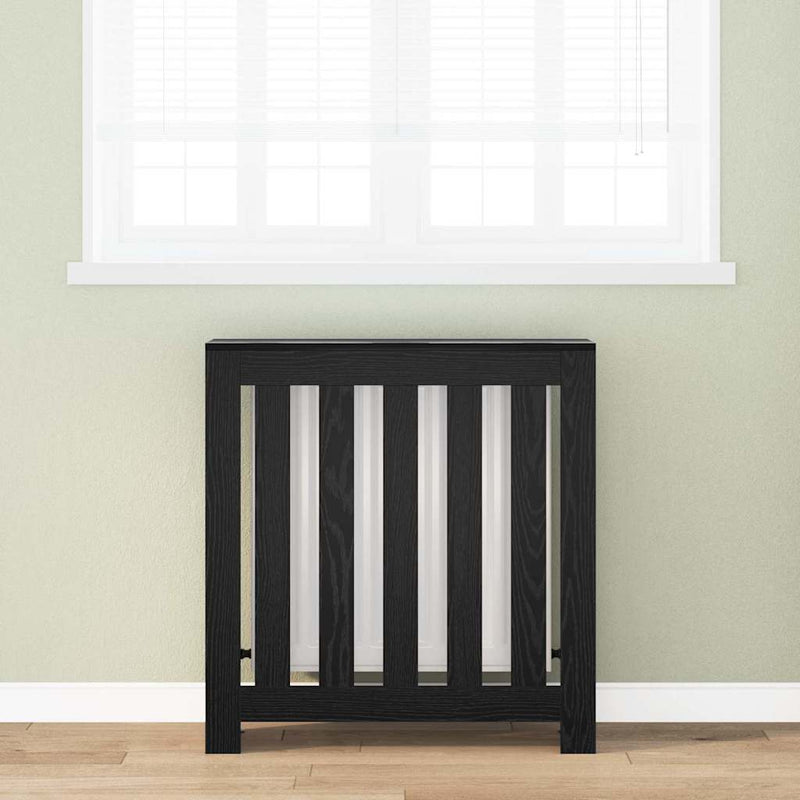 Load image into Gallery viewer, Vidaxl radiatorafdekking zwart eiken 78 x 20 x 82 cm bewerkt hout