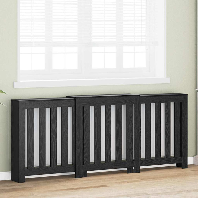 Load image into Gallery viewer, Vidaxl radiatorafdekking zwart eiken 205 x 21,5 x 83,5 cm bewerkt hout