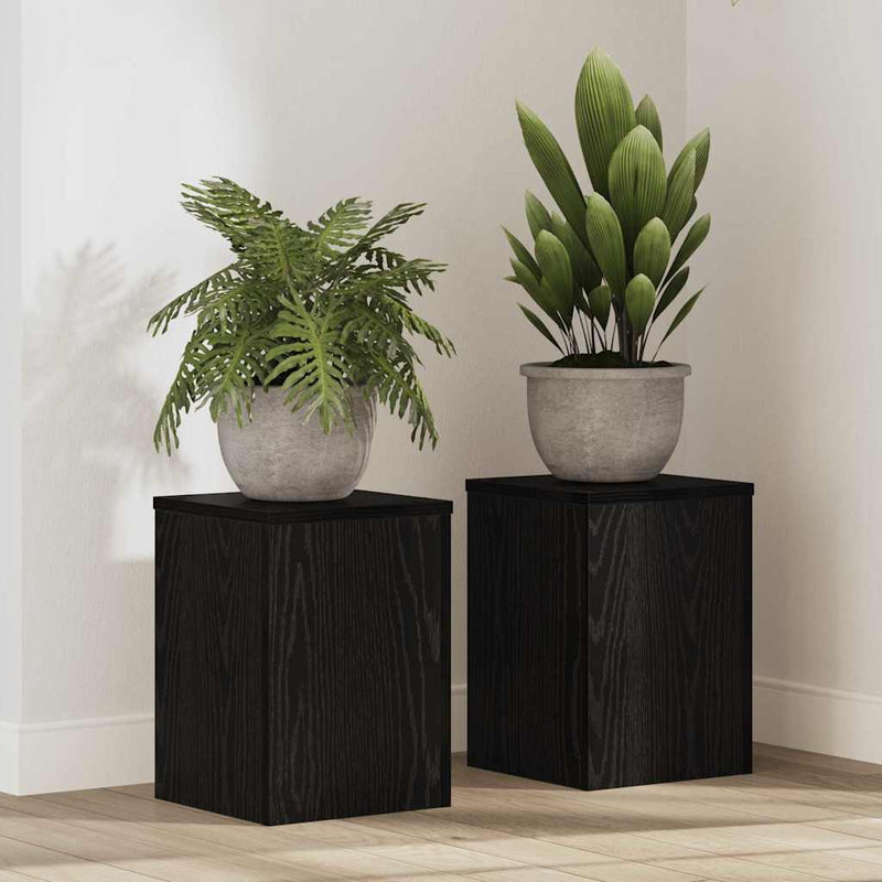 Load image into Gallery viewer, Vidaxl plantenstandaard 2 pcs zwart eiken 25 x 25 x 35 cm bewerkt hout