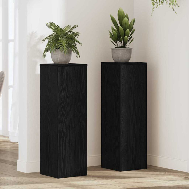 Load image into Gallery viewer, Vidaxl plantenstandaard 2 pcs zwart eiken 25 x 25 x 80 cm bewerkt hout