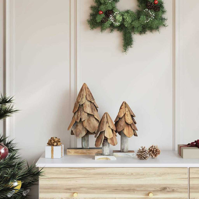 Load image into Gallery viewer, Vidaxl kerstboom met standaard 3 pcs bruin massief teakhout