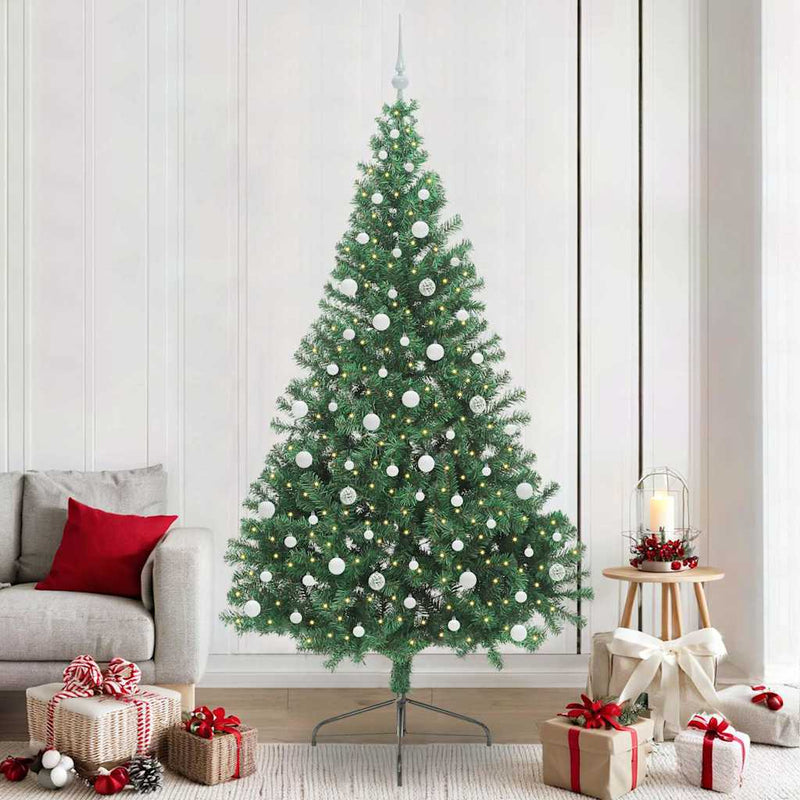 Load image into Gallery viewer, Vidaxl kunstmatig voorverlicht kerstboom met 300 led groen 240 cm pvc