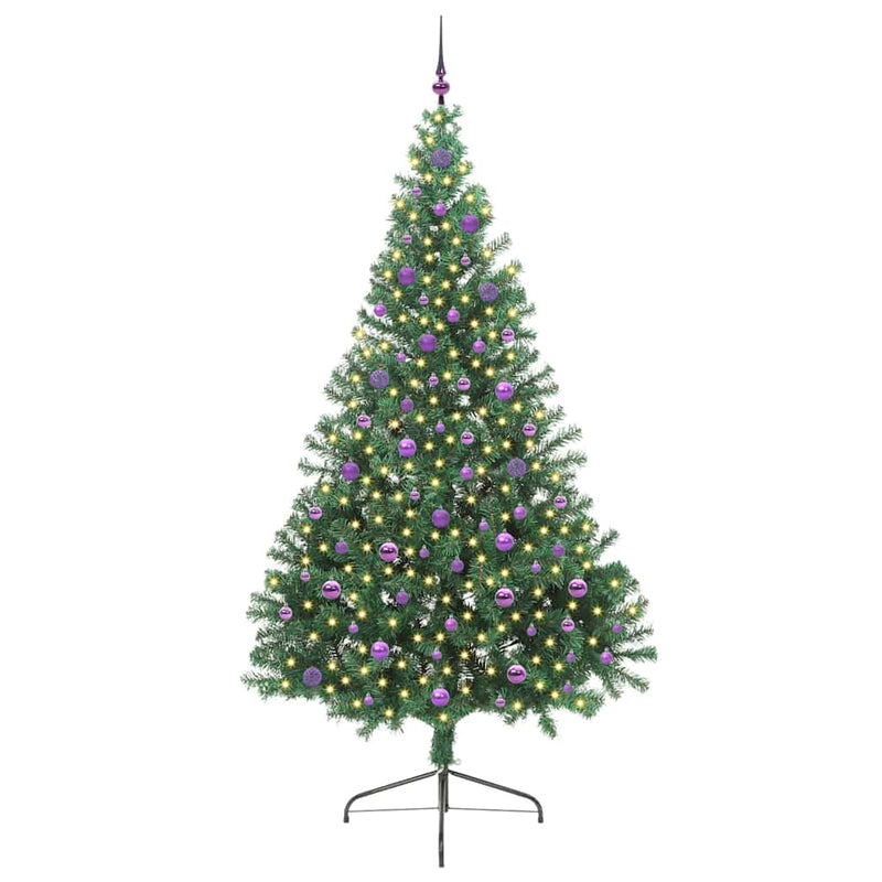 Load image into Gallery viewer, Vidaxl kunstmatig voorverlicht kerstboom met 300 led groen 240 cm pvc