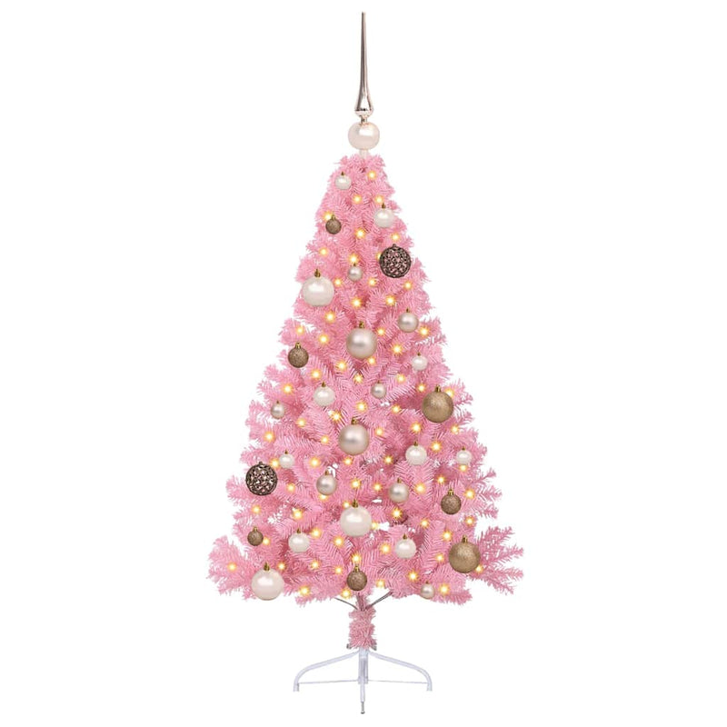 Load image into Gallery viewer, Vidaxl kunstmatig voorverlicht kerstboom met 150 led roze 120 cm pvc