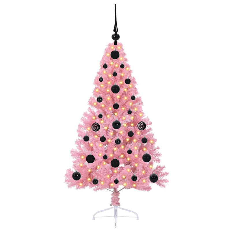 Load image into Gallery viewer, Vidaxl kunstmatig voorverlicht kerstboom met 150 led roze 120 cm pvc