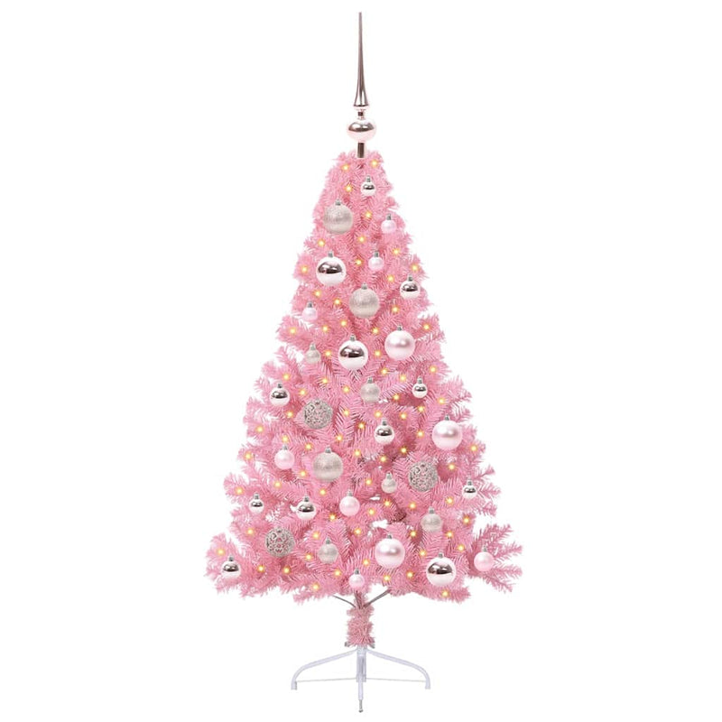 Load image into Gallery viewer, Vidaxl kunstmatig voorverlicht kerstboom met 150 led roze 120 cm pvc
