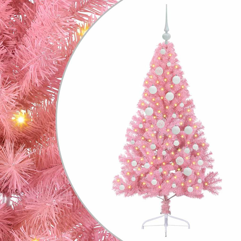 Load image into Gallery viewer, Vidaxl kunstmatig voorverlicht kerstboom met 150 led roze 120 cm pvc