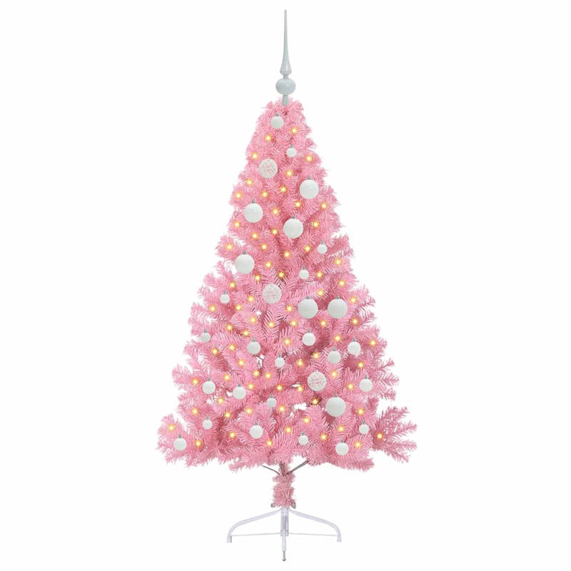 Load image into Gallery viewer, Vidaxl kunstmatig voorverlicht kerstboom met 150 led roze 120 cm pvc