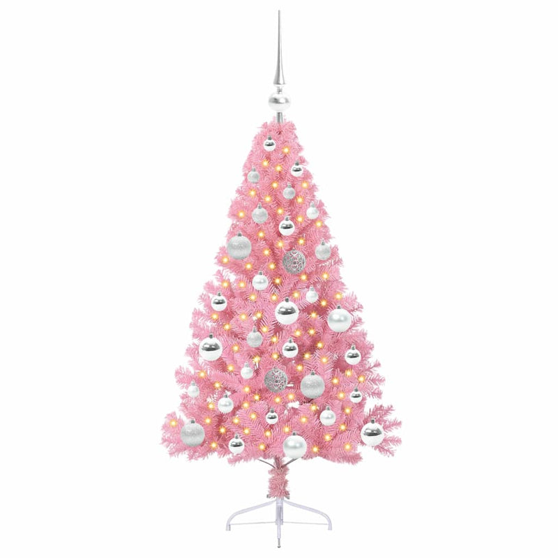 Load image into Gallery viewer, Vidaxl kunstmatig voorverlicht kerstboom met 150 led roze 120 cm pvc