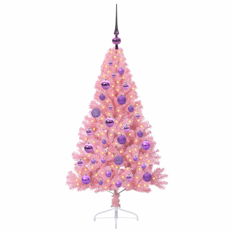 Load image into Gallery viewer, Vidaxl kunstmatig voorverlicht kerstboom met 150 led roze 120 cm pvc